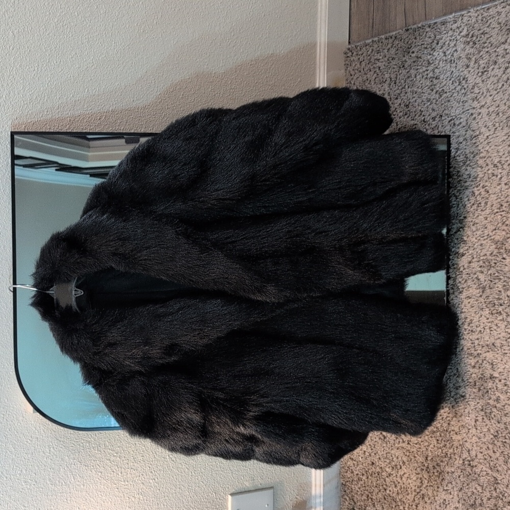 Luxurious Black Faux Fur Coat